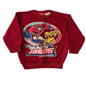 Y2K Kids Transformers Animated Burgundy Crewneck Sweatshirt Size 2T